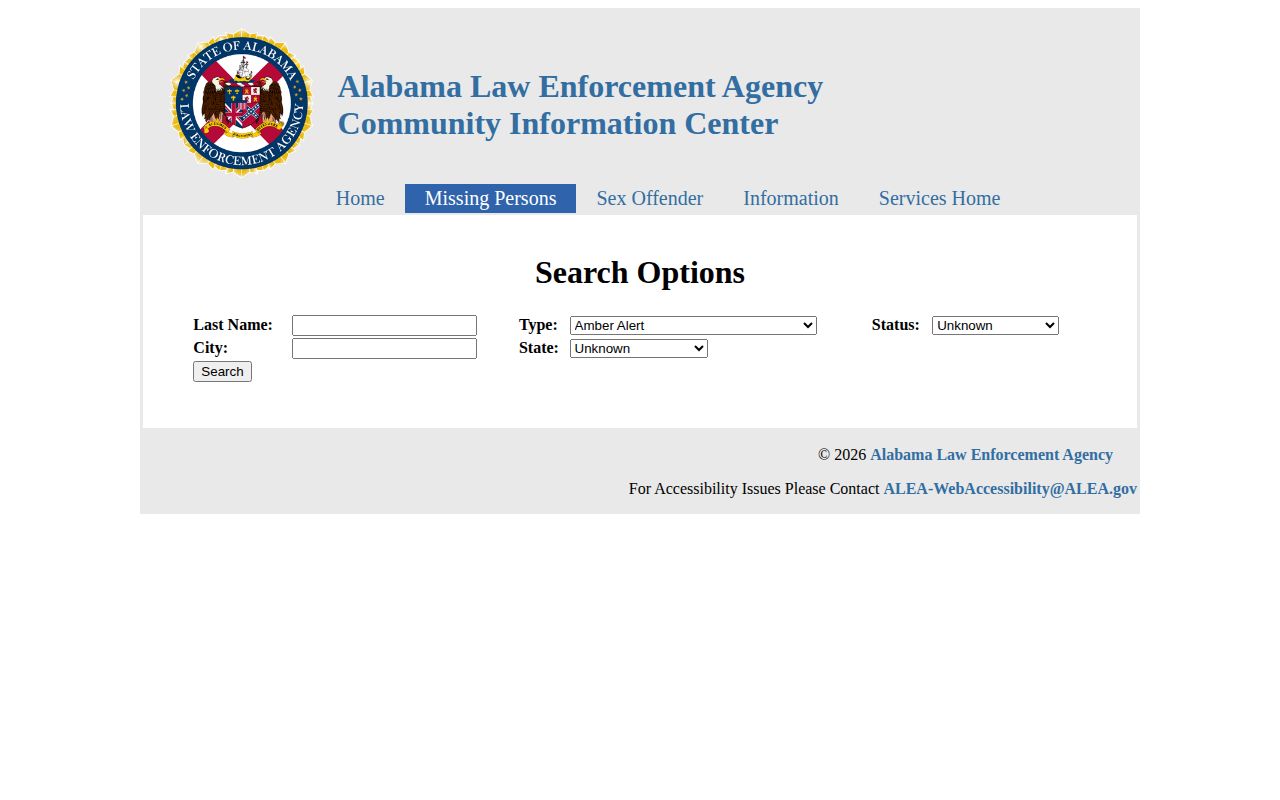 Wilcox County most wanted official ALEA alert and flyer search